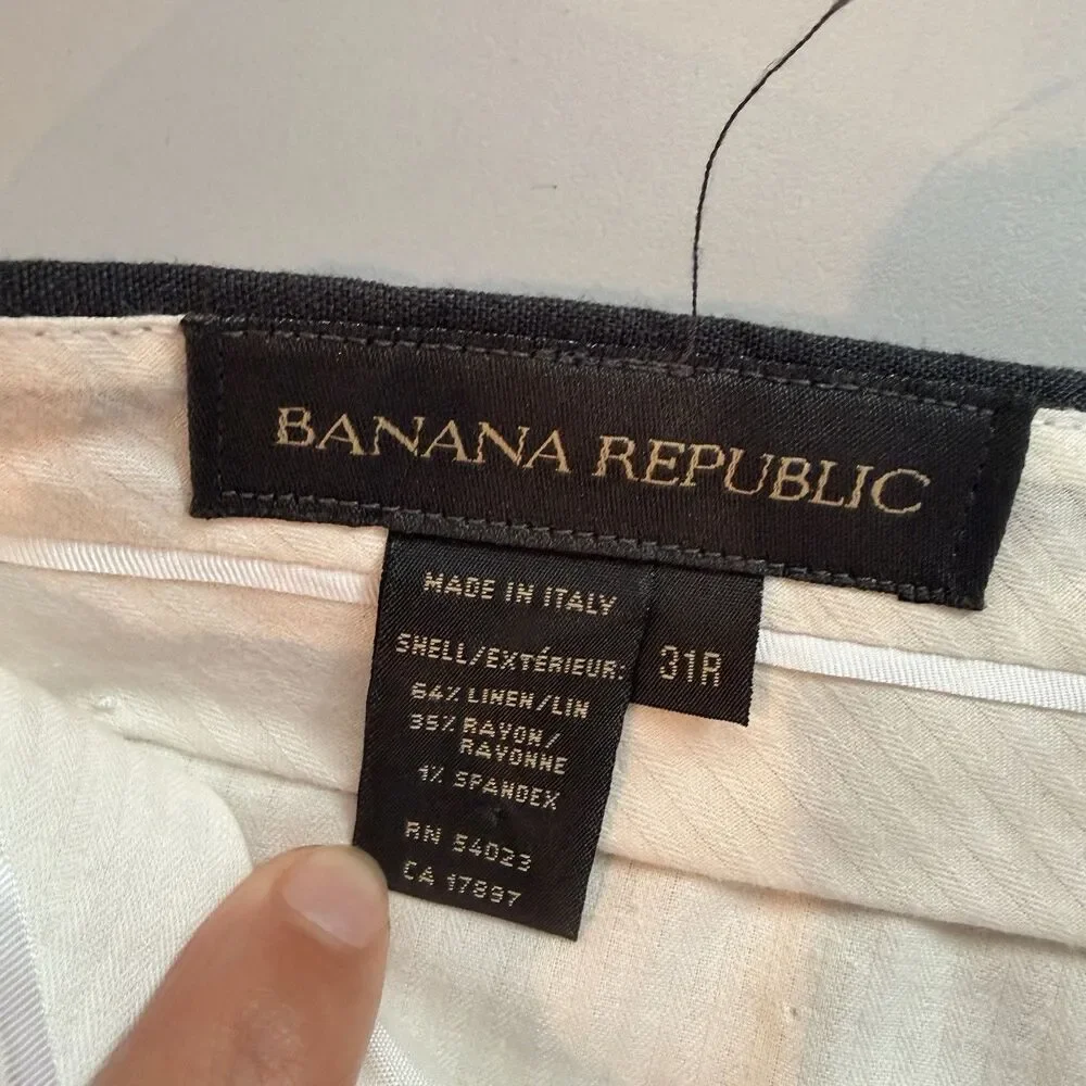 Banana Republic 31R Mens Gray Linen Dress Pants Old Money Preppy Business Casual